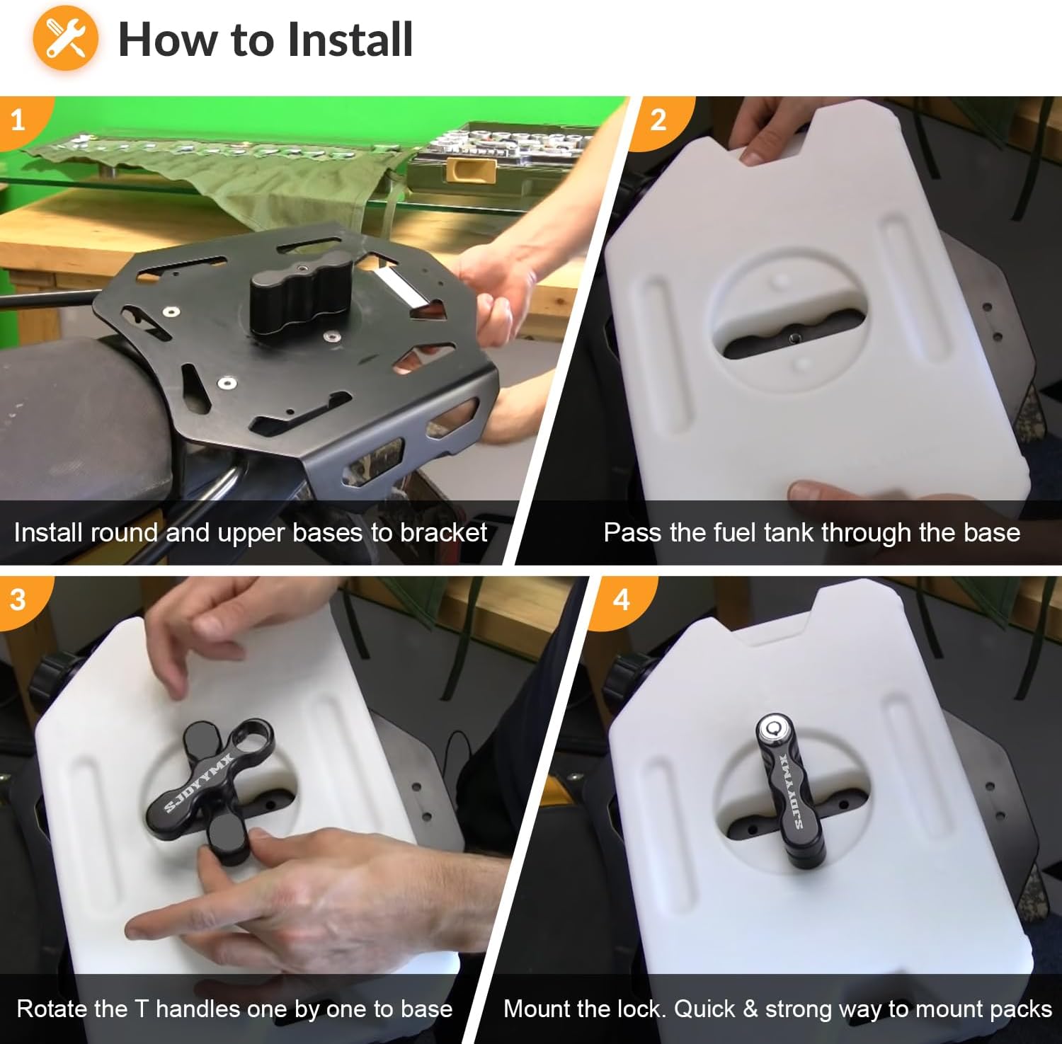 2Pack Gas Can Pack Mount Lock with Keys for Standard Gasoline Pack, Fuel Tank Pack, Water Pack Mount, Cargo Racks ATV UTV Motorcycle Aluminum Double Locking Mount Handle Fuel Tank Bracket