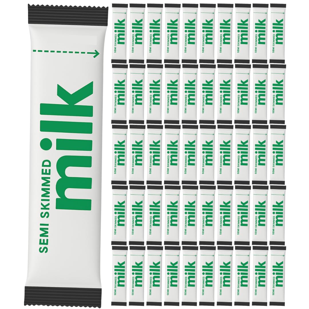Milk Sachet Bundle – 50 x UHT Semi Skimmed Milk Sticks – Long Life Individual...