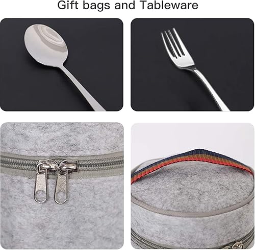 Miniatura 7 de HOMESPON Lonchera aislada, lonchera Bento Box, contenedor de alimentos con cuchara para adultos, oficina, campamento (3 niveles verde)