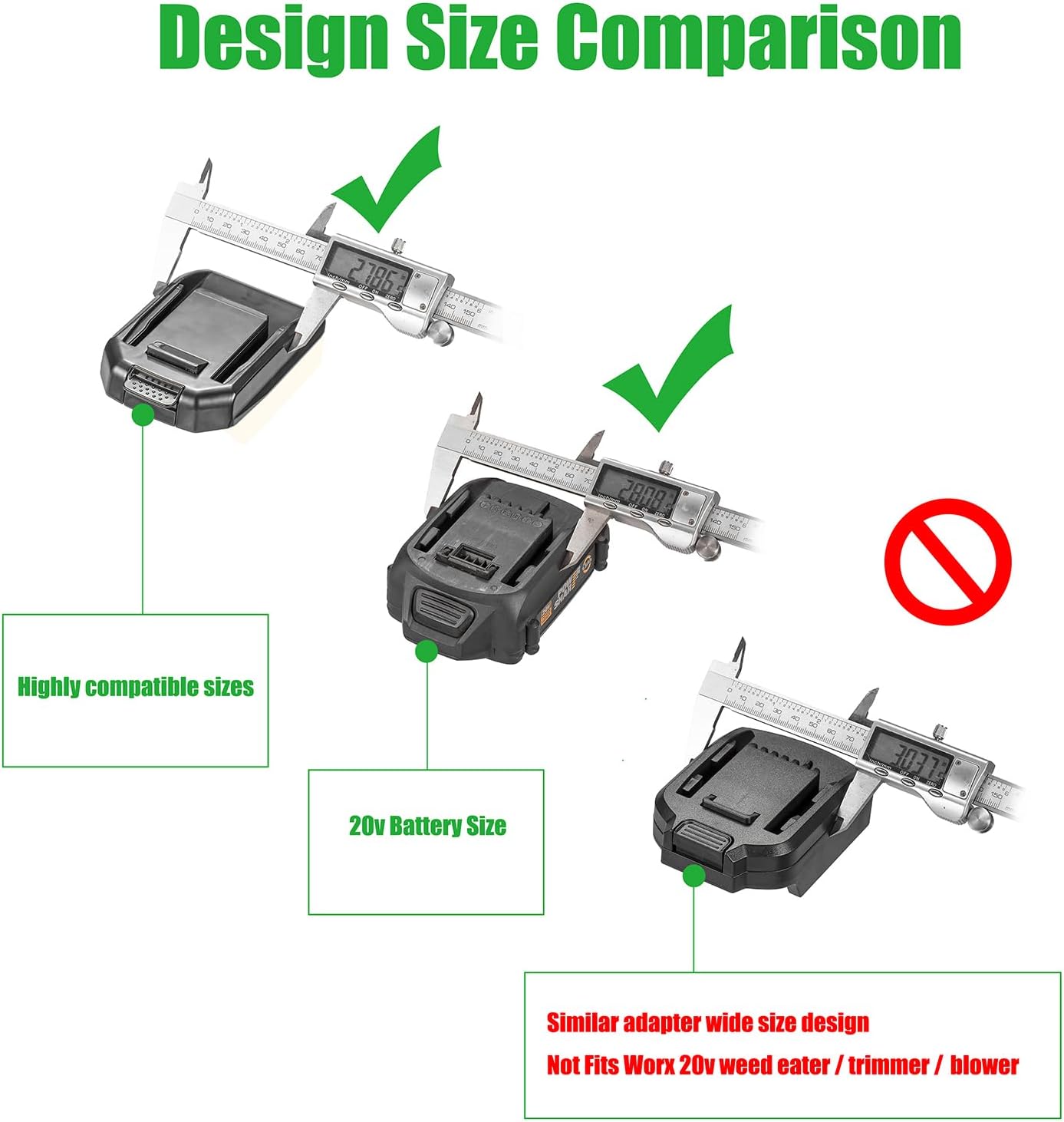 Adapter Fits Worx 20V US Version Tools - Compatible with DeWalt 20v MAX XR Slider Lithium Batteries (Adapter Only)- US Stock