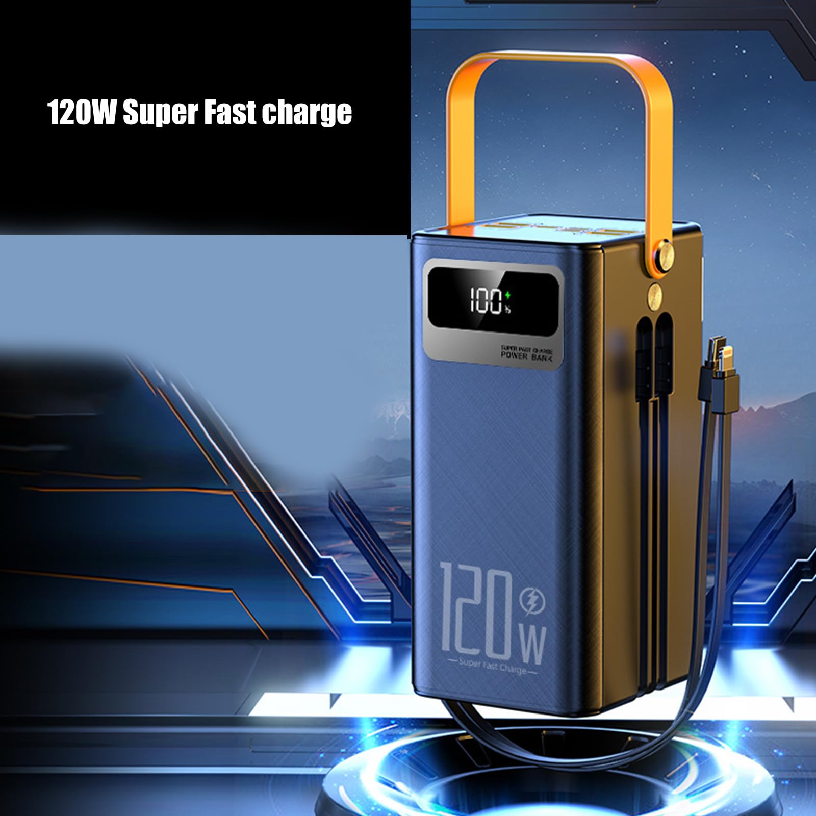120-W Superschnelllade Mobilnetzteil mit PD20W und Typ C Kabel 3000 mAh / 6000 mAh für Reisen und den Einsatz Freien Schnellladung für Smartphones