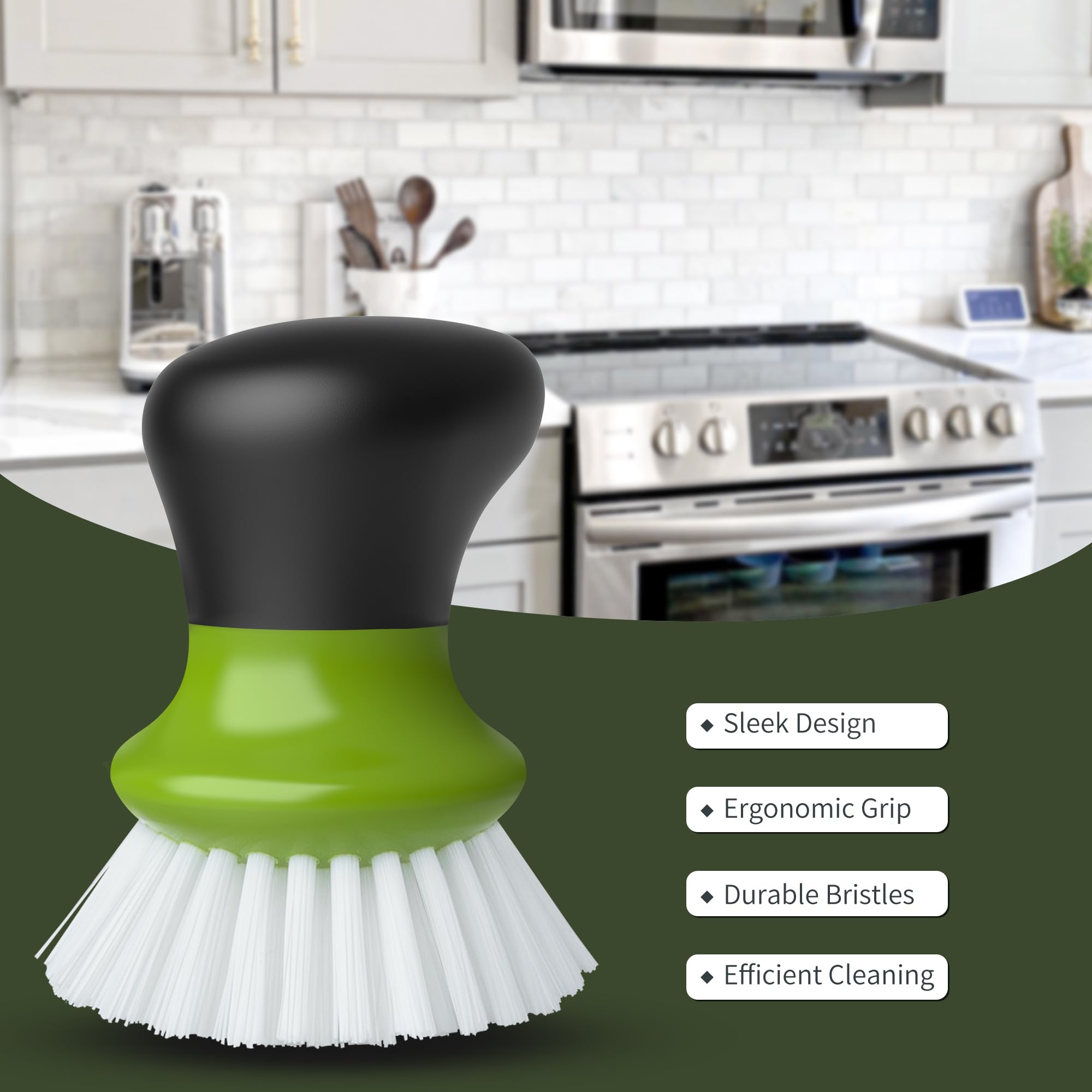 MR.SIGA Cepillo de Palma con Mango ergonómico para Limpieza de Cocina, Verde, Paquete de 2