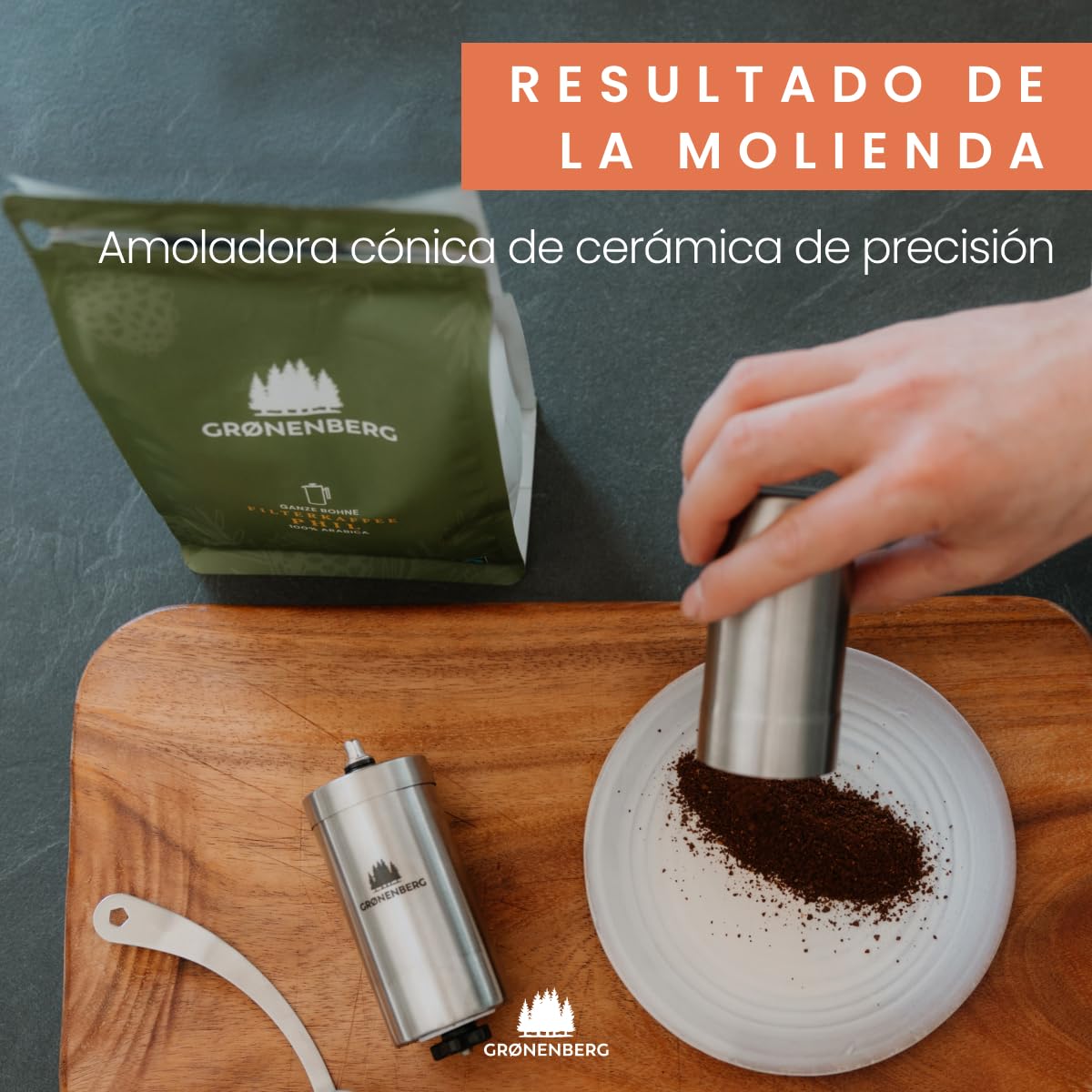 Groenenberg Spar Set 3 | Espressokocher Induktion 6 Tassen + Kaffeemühle manuell | Edelstahl Espressokanne (300ml) + Handkaffeemühle