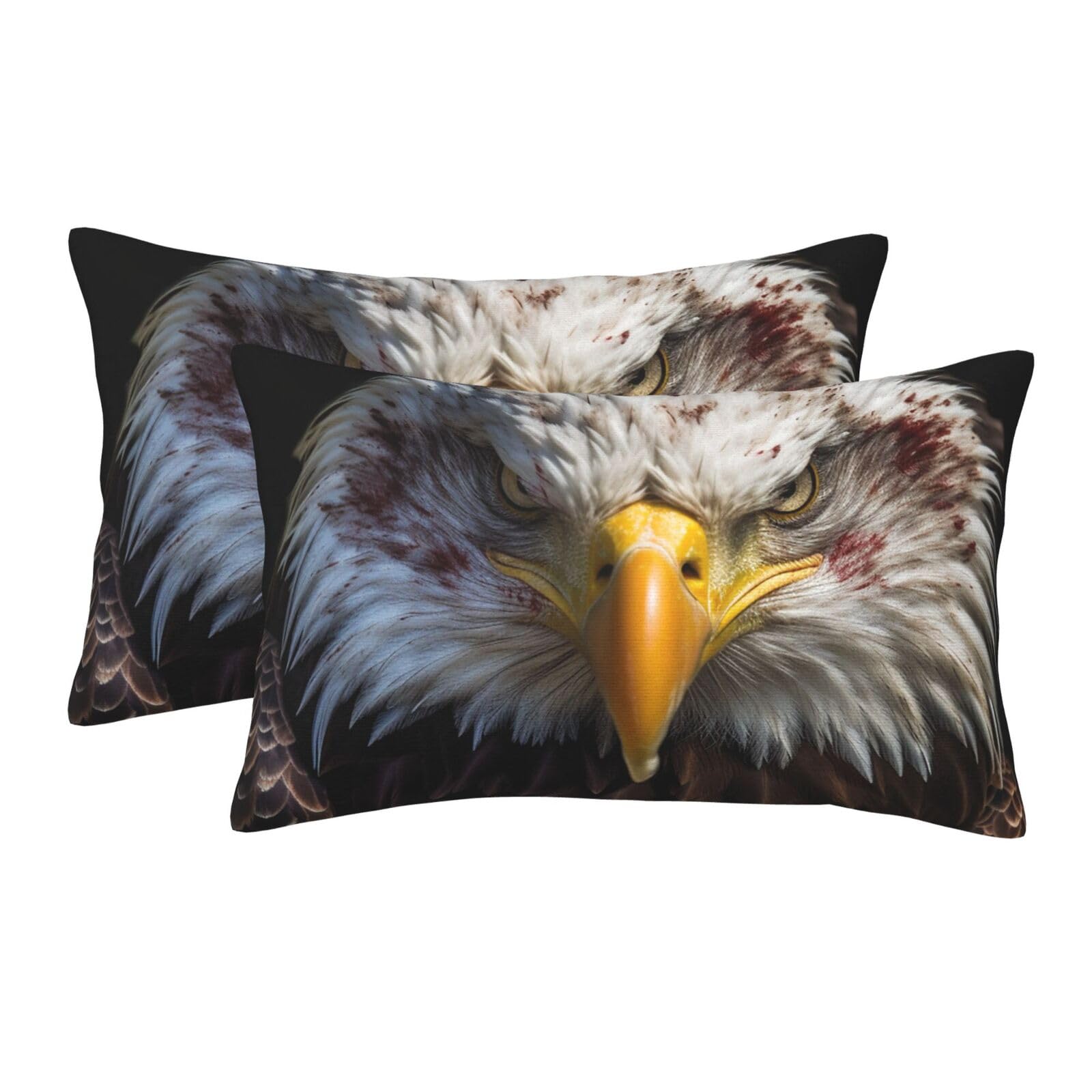 2 Pack Pillow Cases with Hidden Zipper, Soft Breathable Pillow Covers for Hair and Skin, Bald Eagle American Flag Pillowcases 20"x30" Bed Pillow Protectors Cover for Sleeping Gifts