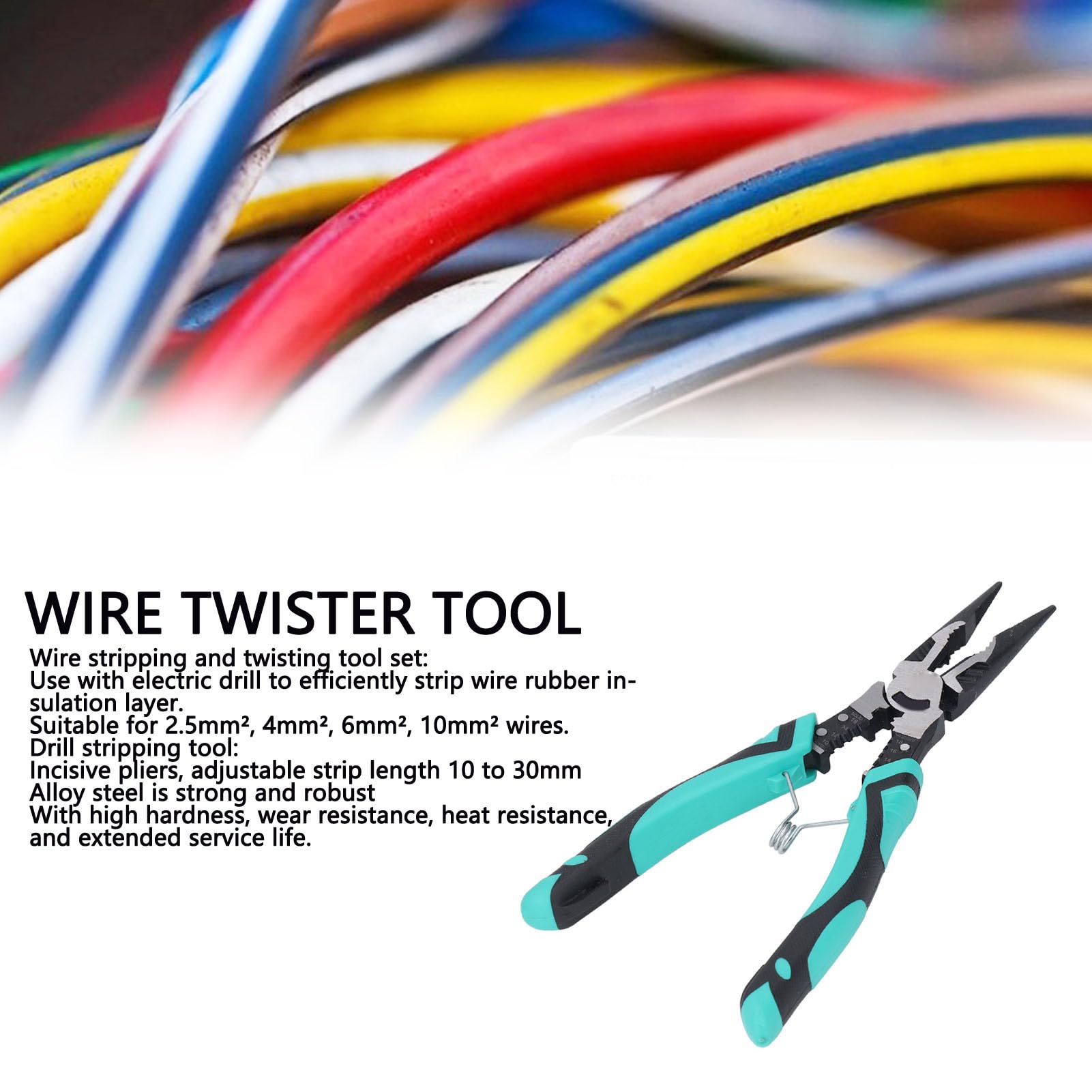 Zestaw Narzędzi Zdejmowania Izolacji, 2,5 Mm² 4Mm² 6Mm² 10Mm² Elektryczne Narzędzie Ściągania Izolacji I Skręcarki, Zestaw Narzędzi Elektryków Zestawu Złączy Skręcania Drutu
