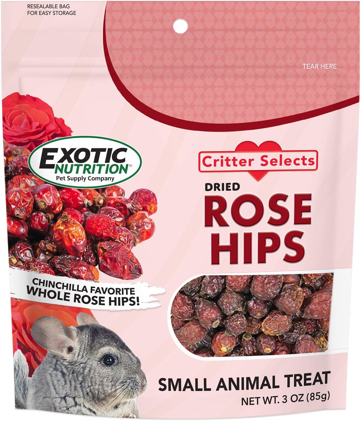 Exotic Nutrition Dried Rose HIPS (3 oz.) Healthy Natural Treat Chinchillas