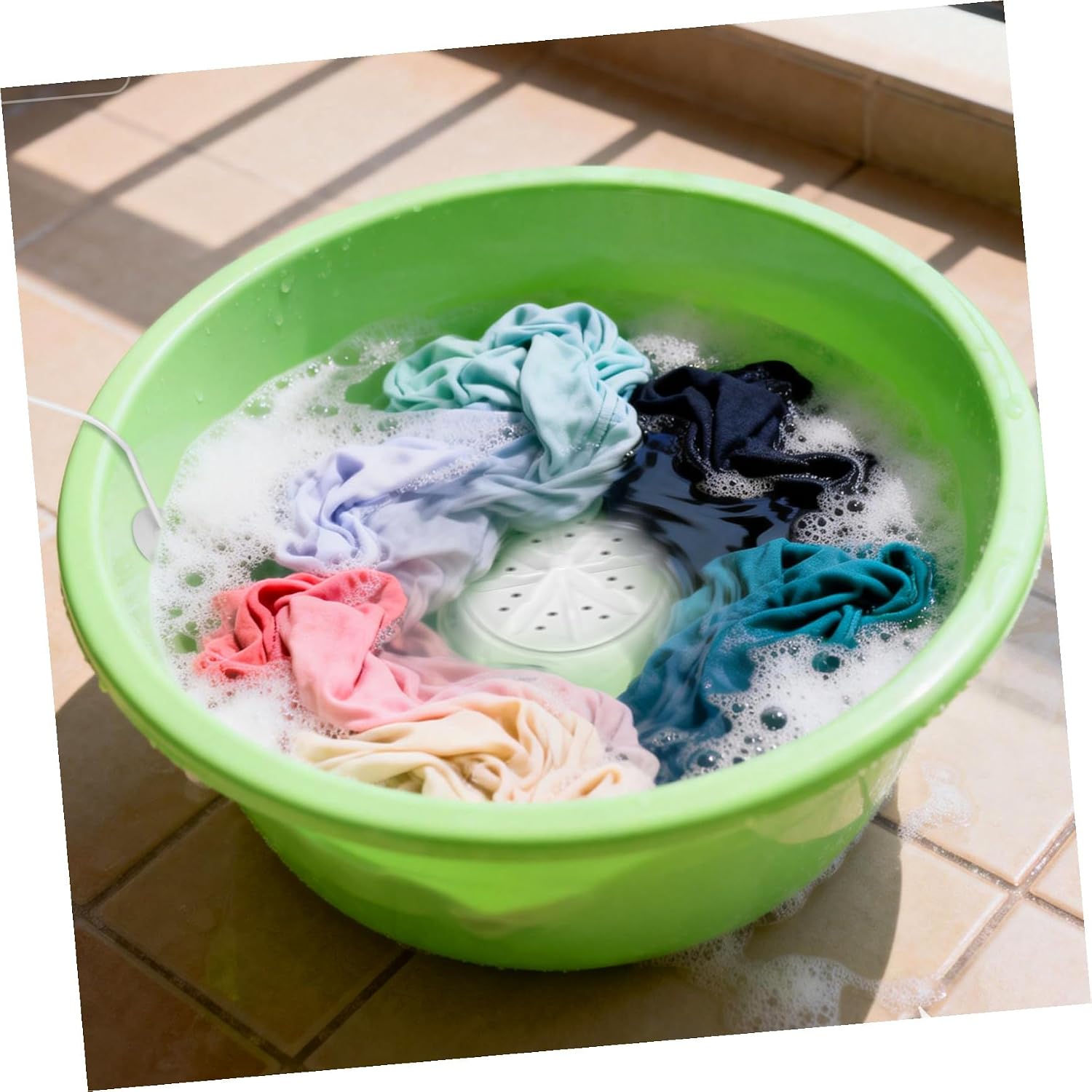 Mikikit Portable Mini Turbine Washing Machine USB Powered Bucket Washer for Rv Home Travel College with Automatic Hand Clothes Washer and Washing Machine Stand