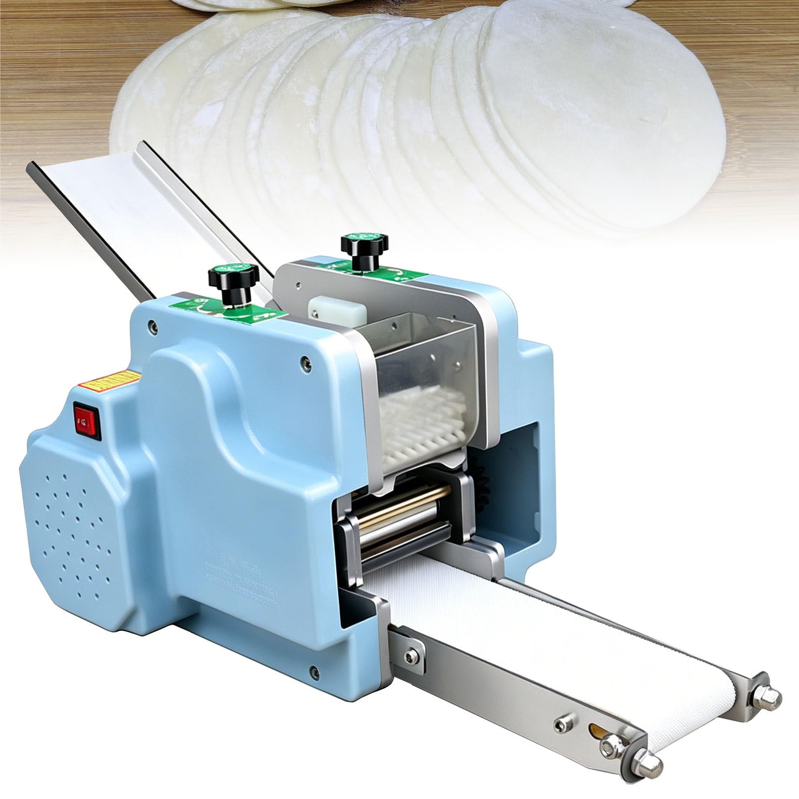 guoyjmm Commercial Dumpling Wrapper Maker Machine, Circular Wonton Processing Equipment with Powder Box & Adjustable Knob, 50-60 Pcs/Min for Home, Restaurant