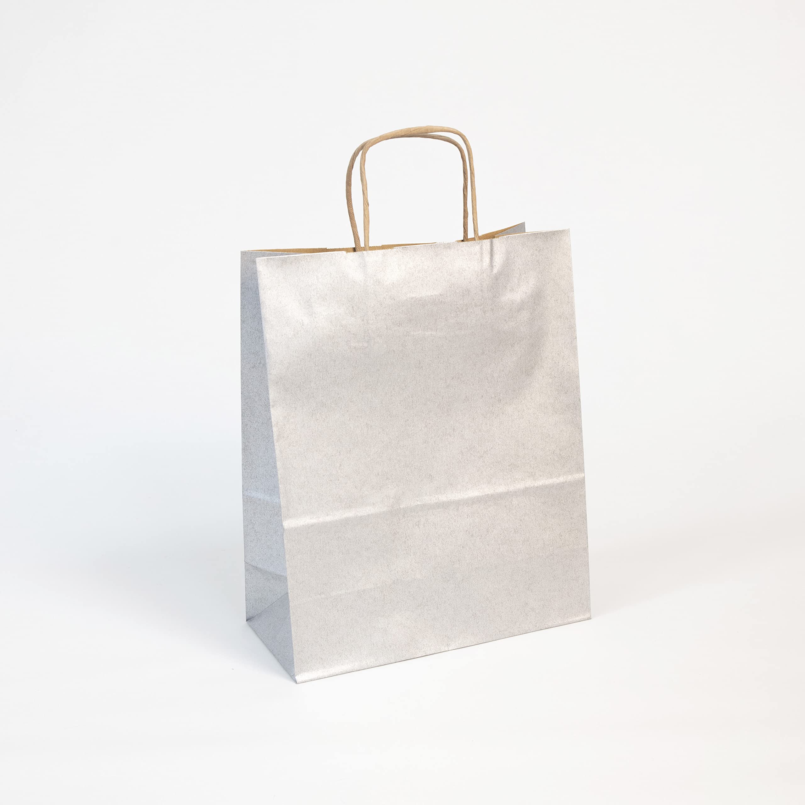 Clairefontaine 395711C, A Pack Of 25 Kraft Gift Bags, 22x10x27cm, 100g, Colour : Silver, Twisted Handles