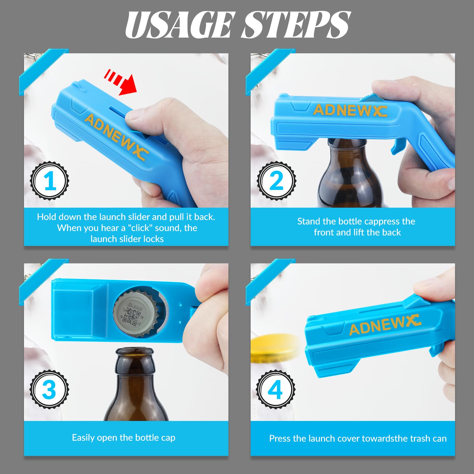 ADNEWX Abrebotellas Pistola, Abridor de Botellas de Cerveza Estilo Mecha, Diseño de Pistola