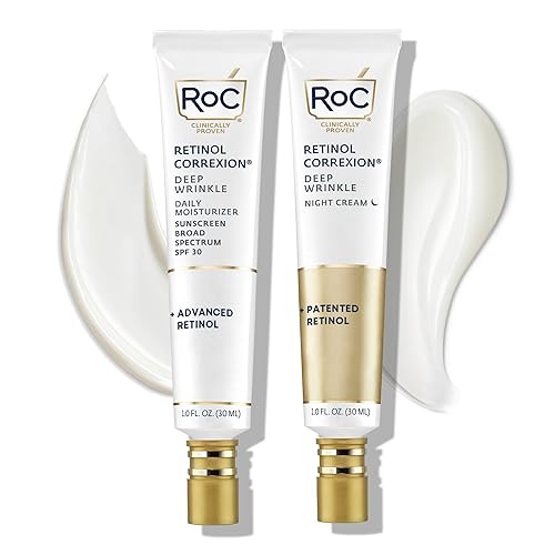 RoC Retinol Correxion Deep Wrinkle Facial Moisturizer Skin Care Bundle: Retinol Correxion Deep Wrinkle Night Cream + Deep Wrinkle Day Cream con SPF