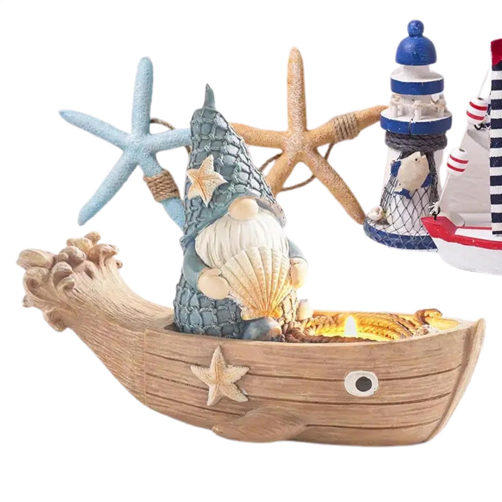 Décorations gnomes pour cour et statue nautique de table
