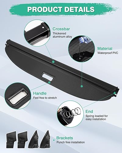 Miniatura 175 de Powerty Cubierta de Carga para Accesorios Kia Sportage 2023-2025 2026, Textura de Lona Cubierta Retráctil para Maletero Trasero de Carga de Equipaje