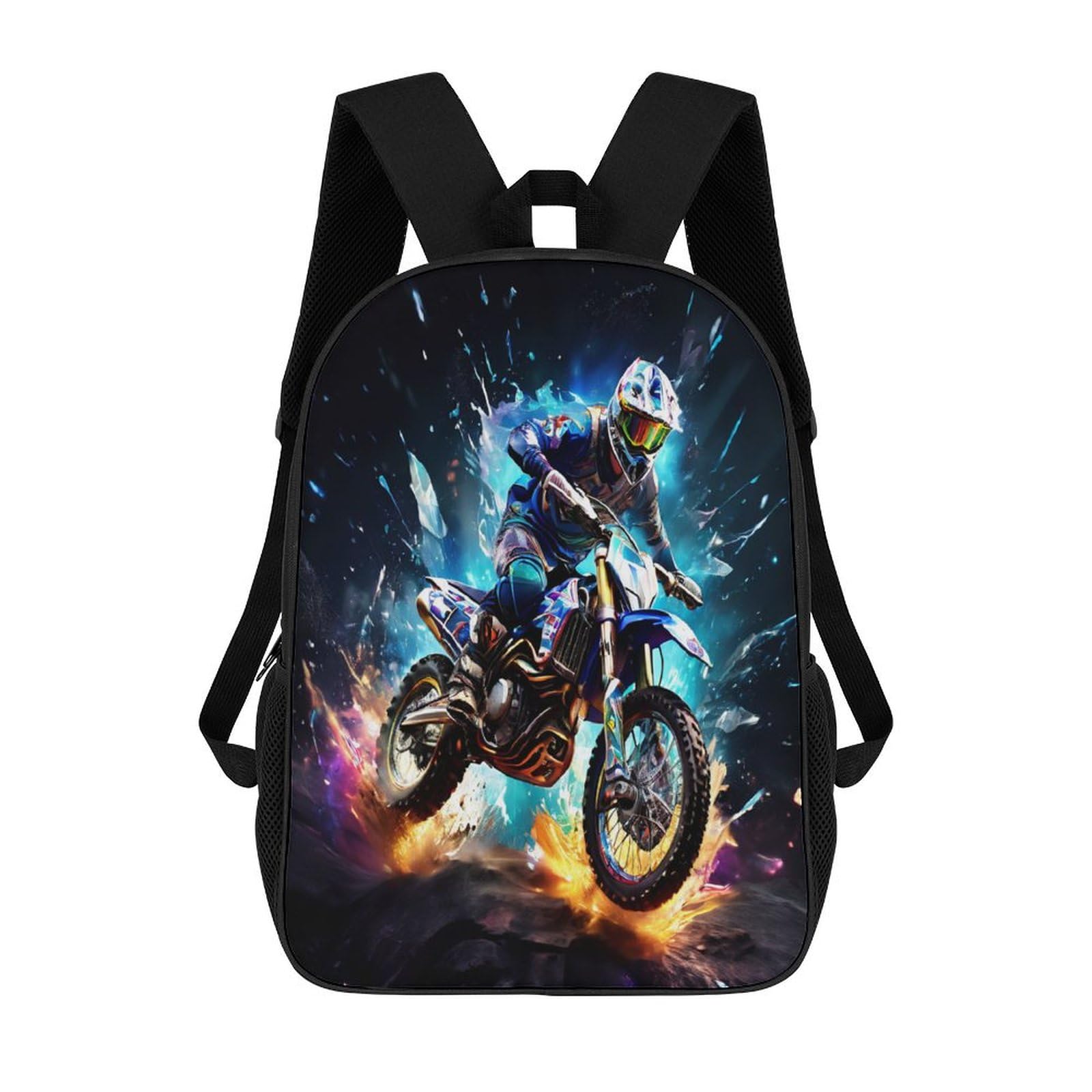 Tnfhsoft Unisex Kids Motocross Bike-8 Children's Backpack Motocross Bike School Rucksack 3D School Bag Kids School Backpack School Bags Fashion Backpack With Pocket Book Bags 17Inch