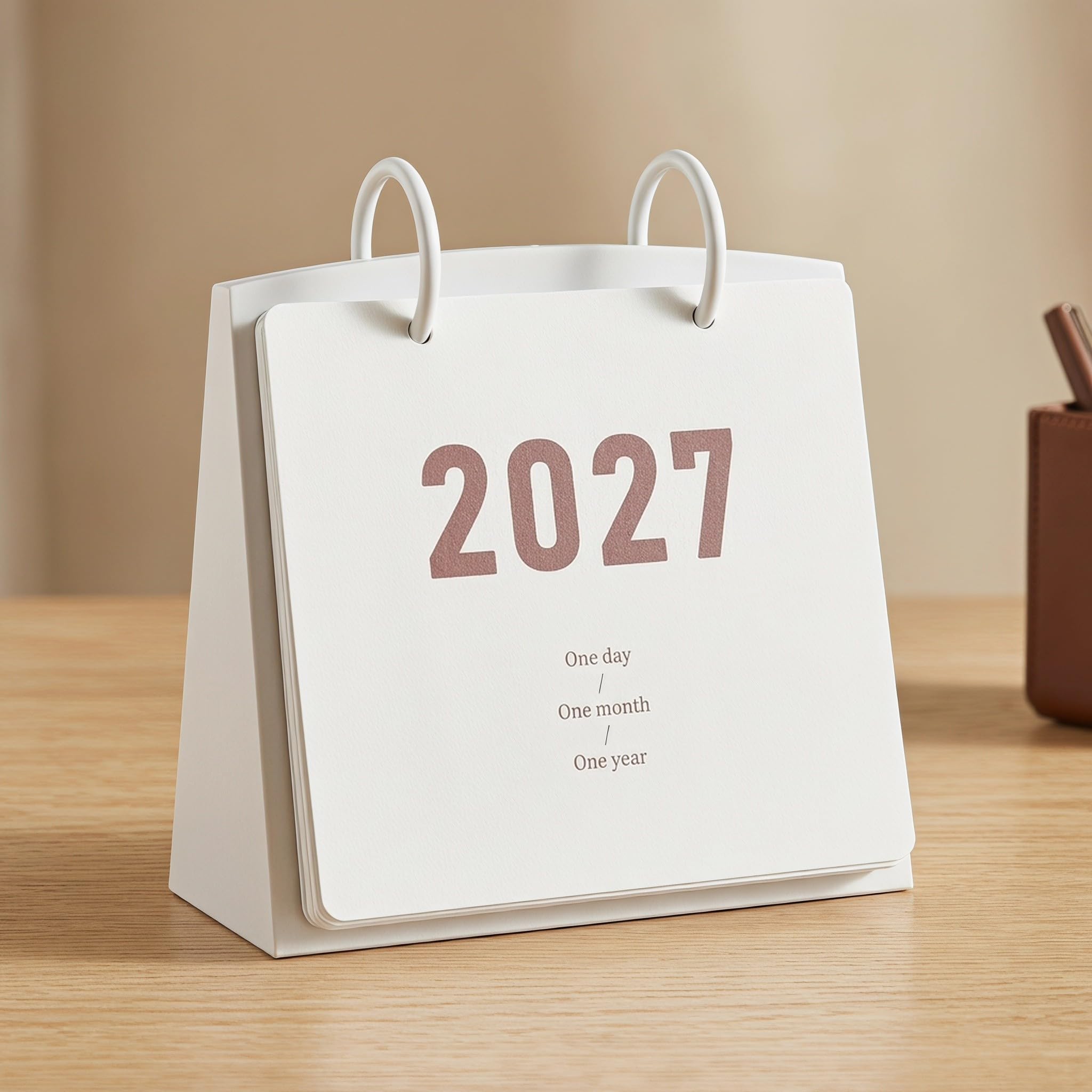 Veemoon Calendario de escritorio mensual 2027 con soporte, calendario de