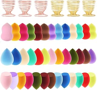 Abgream 45pcs Latex-Free Vegan Makeup Sponge Blender Set - 39 Sponges in 3 Shapes + 6 Holders for Flawless Foundation, BB Cream & Powder Blending (Style 2)