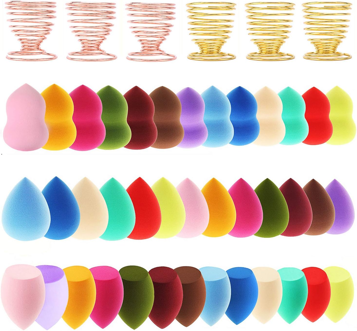 45pcs Makeup Sponge Blender Set - 39 Pcs Latex-Free Vegan Sponges with 6 Pcs Makeup Blender Holder, Beauty Cosmetic Foundation Blending Powder Puff for Liquid Powers BB Cream (Style 2)