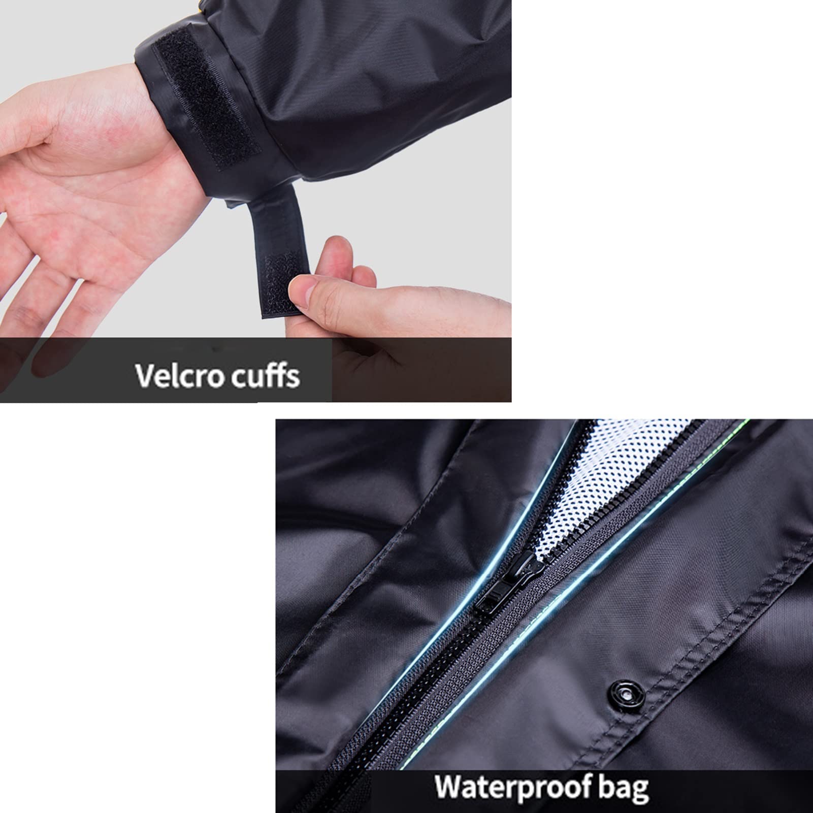 Traje de Lluvia para Hombre Impermeable Ligero con Capucha Chubasquero de Alta Visibilidad Conjunto de Chaqueta y Pantalones Poncho de Lluvia de Manga Larga Transpirable - M/L/XL/XXL