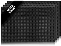 Mwellewm 4 Pack 18x12 Inch Non-Slip Silicone Bar Mats for Countertop - Rubber Drying Mats for Bartending, Home Bars, Coffee Shops (Black)