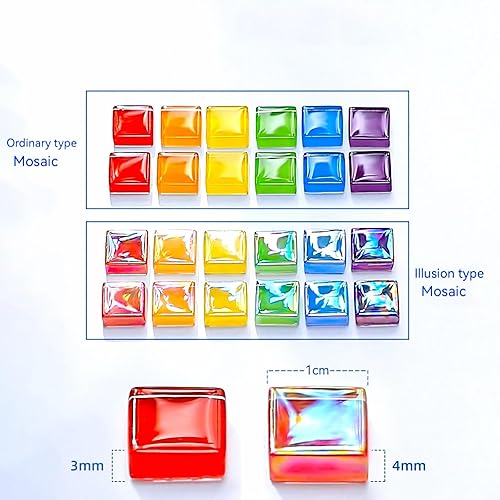 Miniatura 4 de 530 piezas de azulejos de mosaico de vidrio ilusión, suministros de fabricación de mosaicos cuadrados, mosaico de mosaico, manualidades de bricolaje