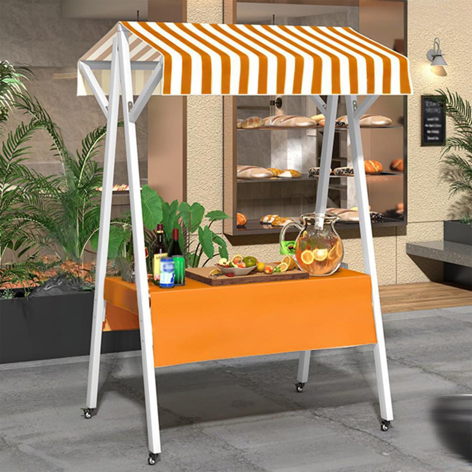 Generico Bancarella di Ferro Portatile - Espositore Pieghevole per mercati mobili per Cibo da Strada ed Eventi, 130x200 cm (51,2x78,7 Pollici) - Ideale per mercati, Festival e Vendite all'aperto