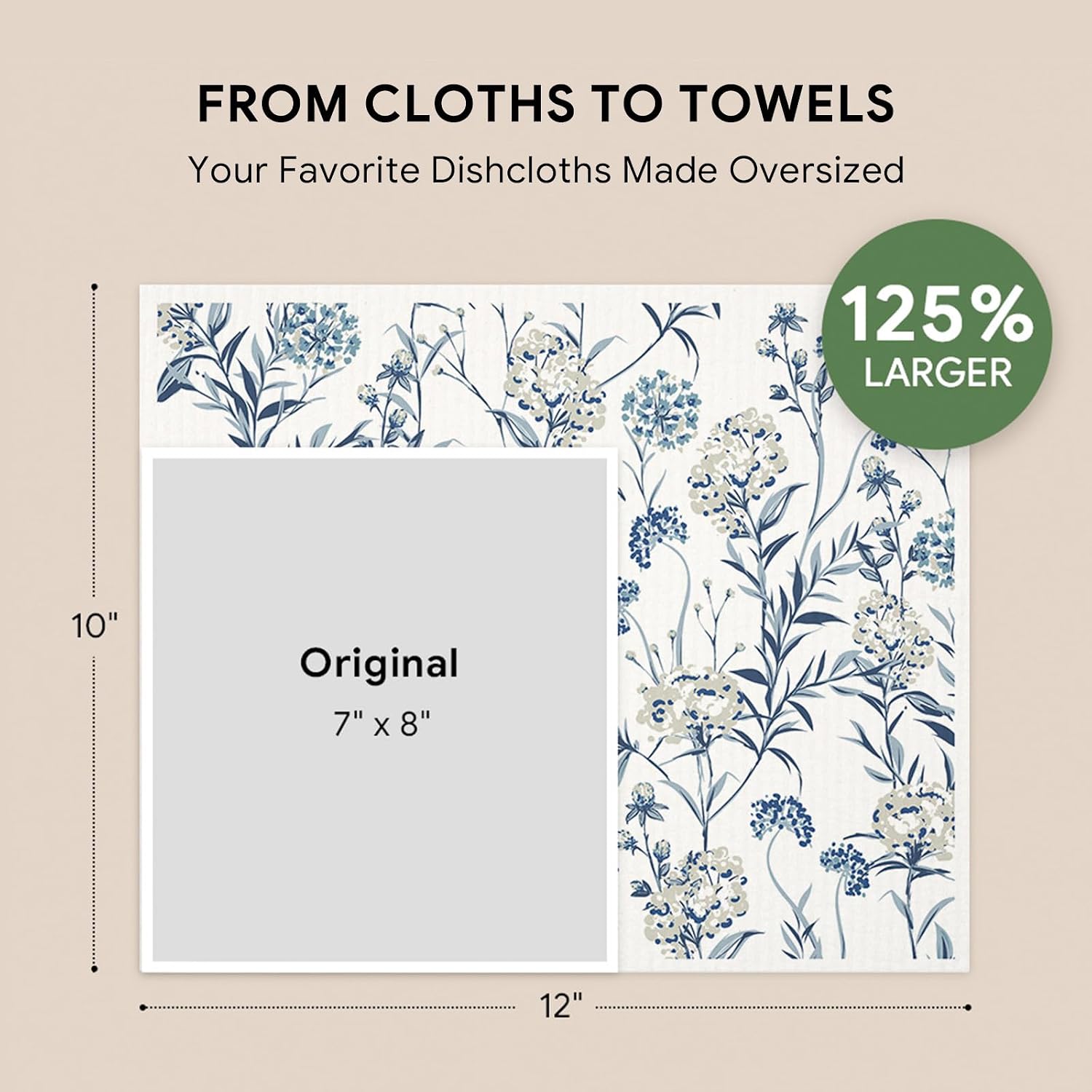 RECYCO Swedish Dishcloths for Kitchen | 4 Pack Oversized Washable Dish Rags | Large Cellulose Reusable Cleaning Paper Towels | Absorbent Counter Dish Cloth Sponge XL Kitchen Wipes, 12" L x 10" W image 2