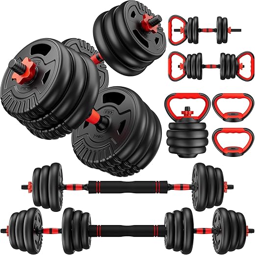 SAUVOO 45lb 5-in-1 Adjustable Dumbbell Set