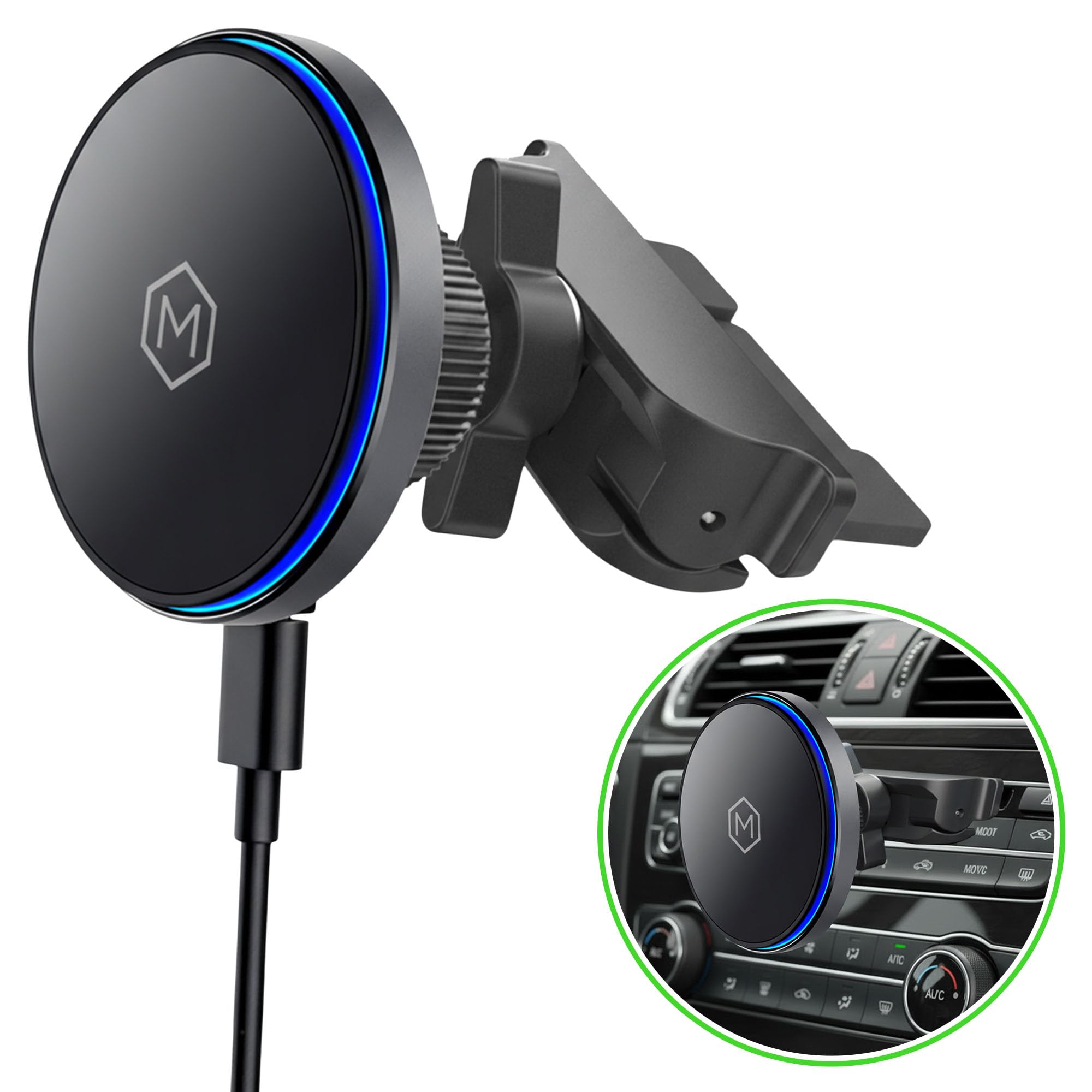 Mag Switch Qi2 Wireless Car Charger CD Slot Mount 15W Fast Charger with a Built in on Off