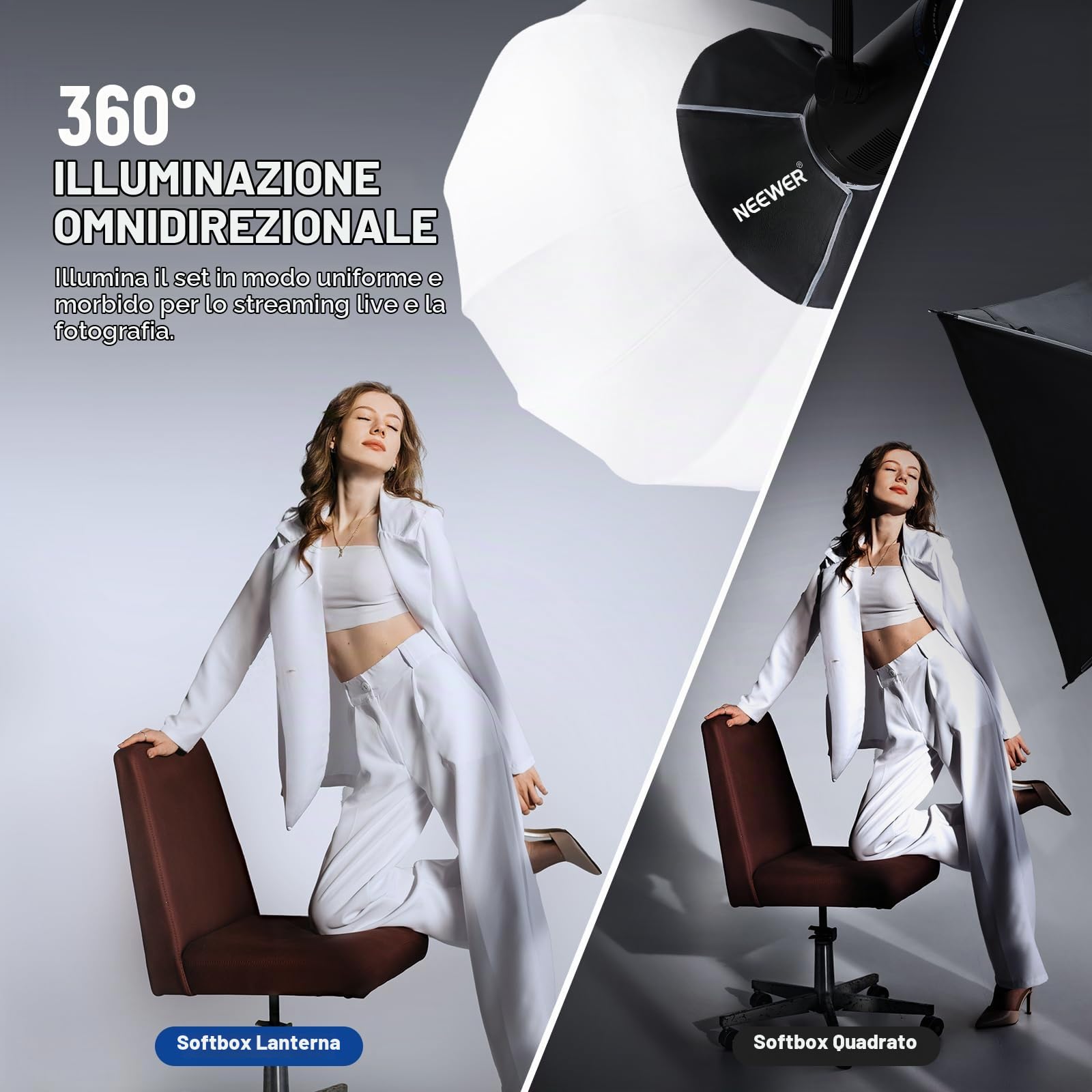 NEEWER 33.5"/85cm Lantern Softbox, Sgancio Rapido Bowens Supporto, NS35L | 360° Luce Diffusore Softbox, Lightweight Nylon Alloy, per RGB CB60 CB60B CB200B MS60B MS60C MS150B Continuous Luce LED Video