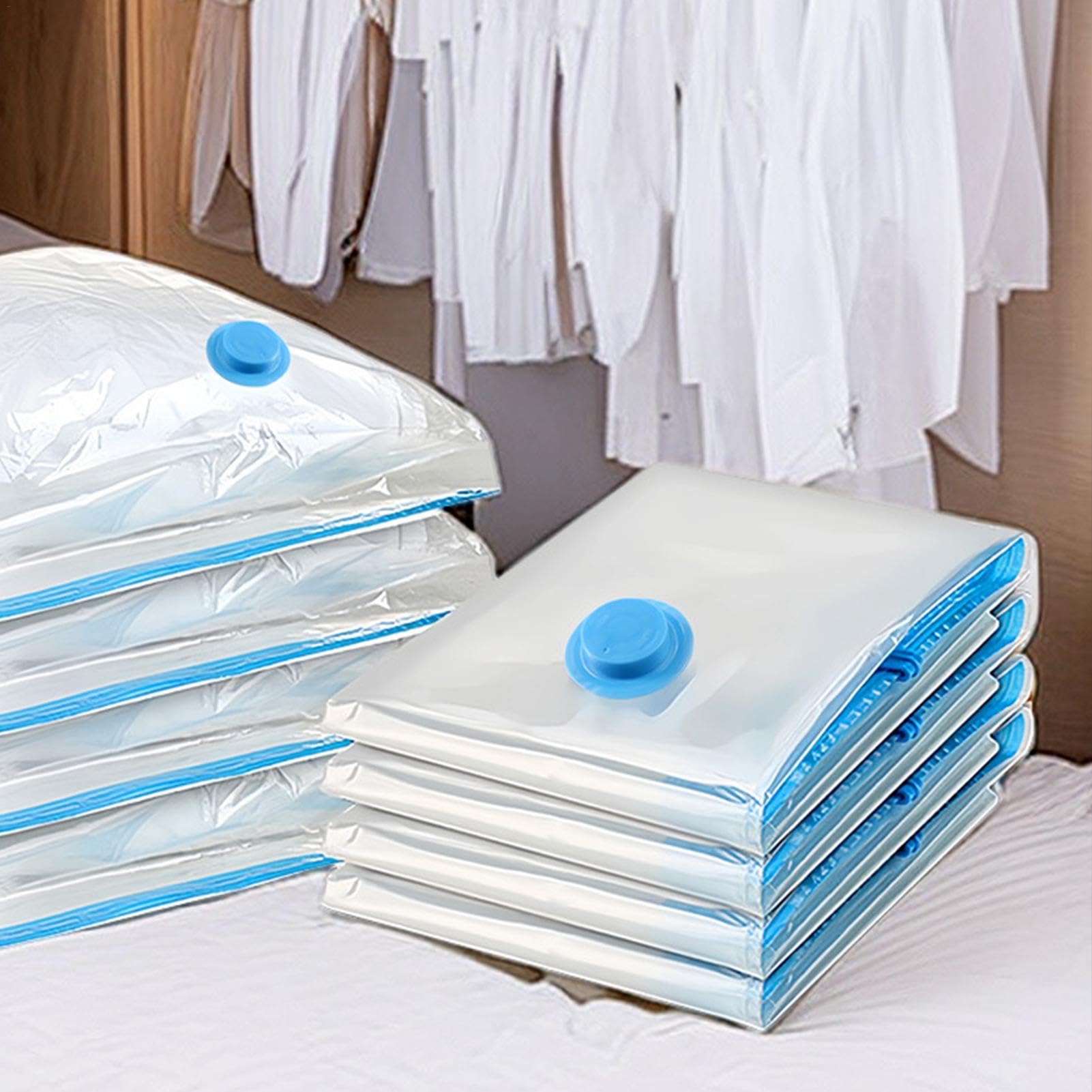 Bolsas de compresión para viajes, bolsas al vacío para viajes, 20X Space | Bags Bolsas de almacenamiento al vacío con bomba de mano, Bolsas herméticas de compresión transparentes para ropa, ropa de ca