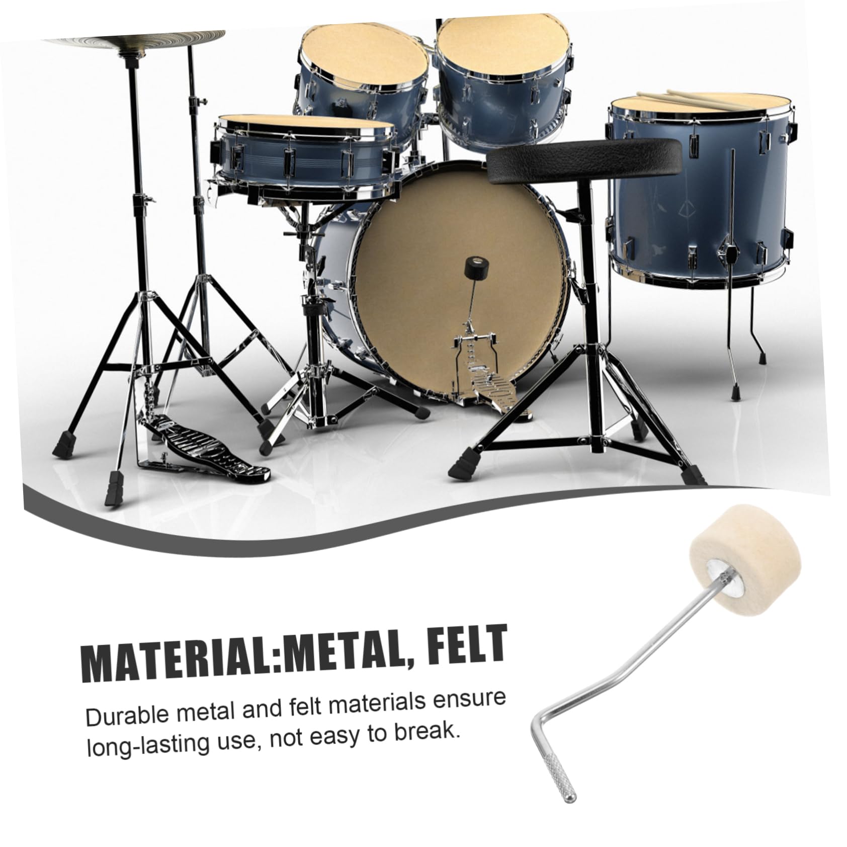 Abaodam Curved Drum Pedal Hammer for Bass Drum Replacement Head Metal Felt Home Practice