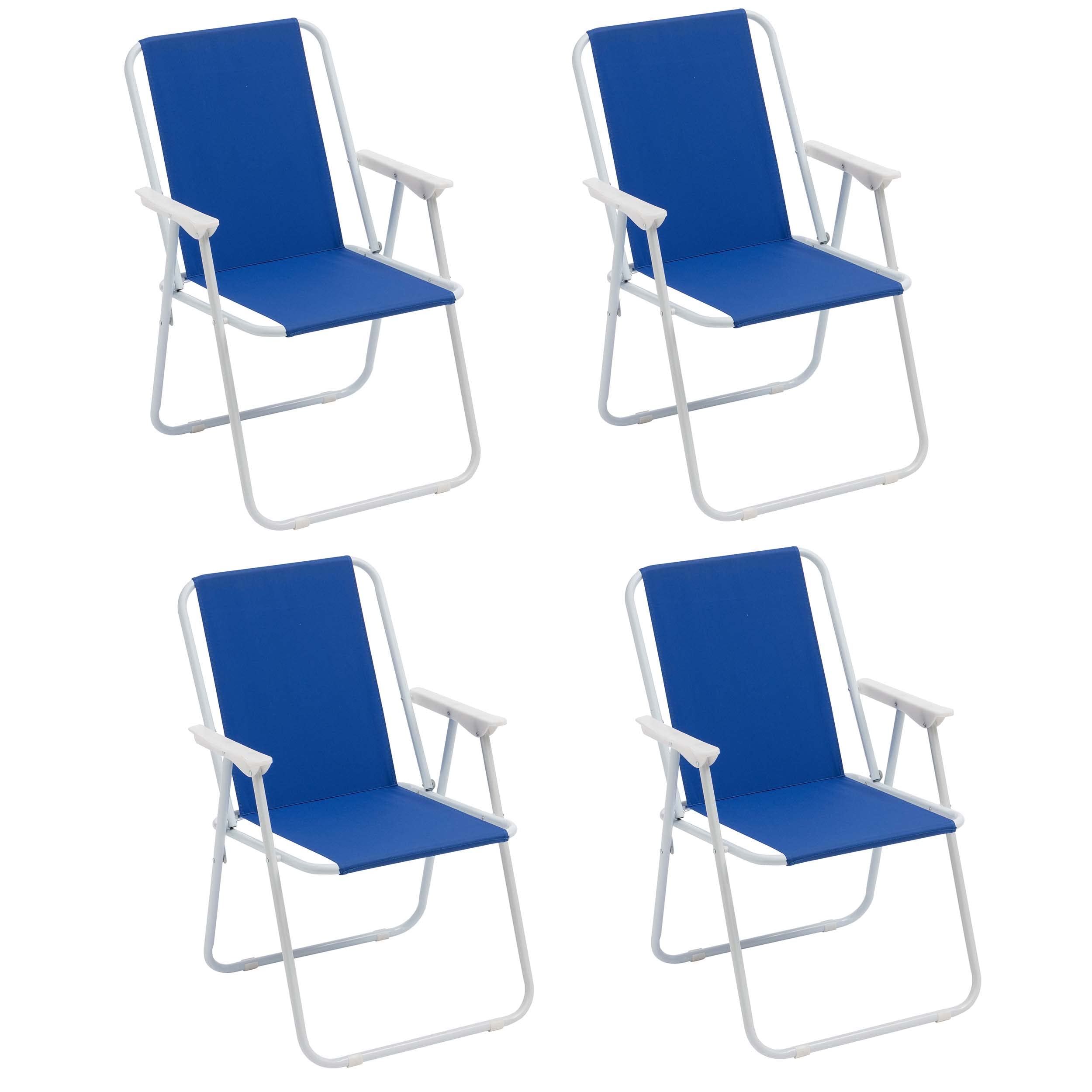 Baroni Home Chaise Pliante de Mer, Chaise Plage ou Camping en Toile, Bains de Soleil Chaise d'Extérieur Coloré avec Accoudoirs, 52x44x76 cm (Bleu, 4 Pièces)