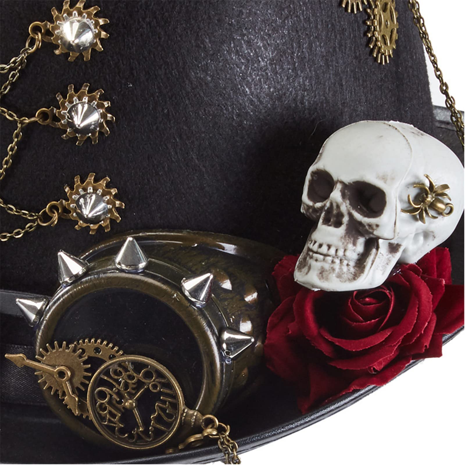 Sombrero Steampunk con gafas de esqueleto rosa