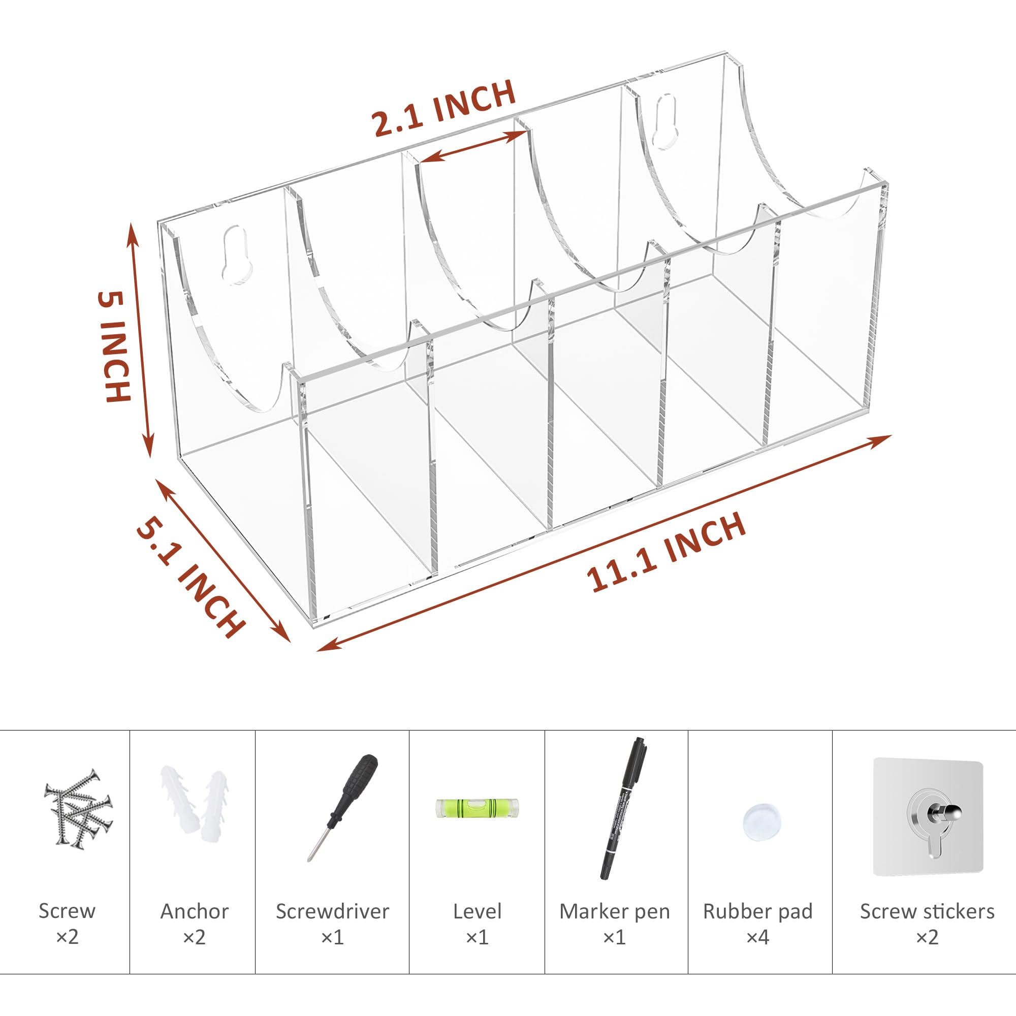 Sezanrpt Organiseur de ceinture en acrylique transparent à 5 compartiments pour cravates, fixation murale