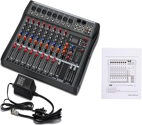 Miniatura 9 de MECCTP Consola de tablero de sonido mezclador de 8 canales, mezclador de amplificador de estudio en vivo con unidad USB para estudio de grabación en
