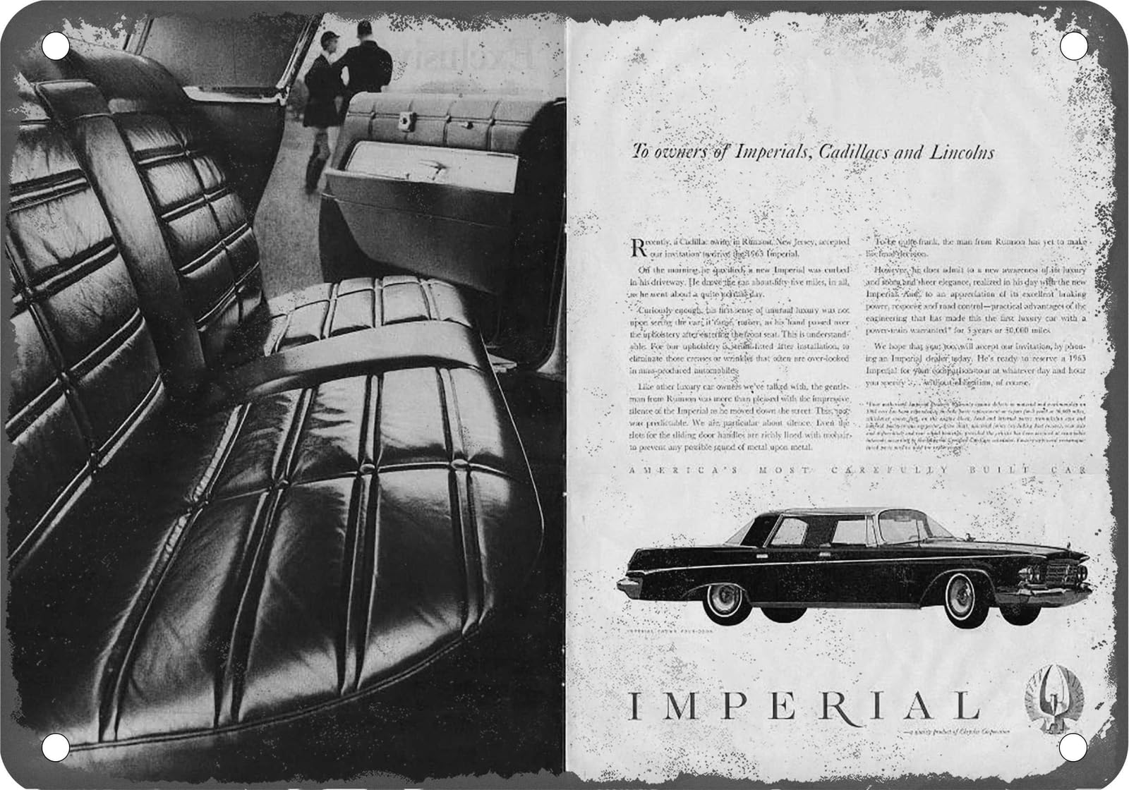 METAL SIGN - 1963 Imperial Vintage Ad 02 - Old Retro Rusty Look home decor