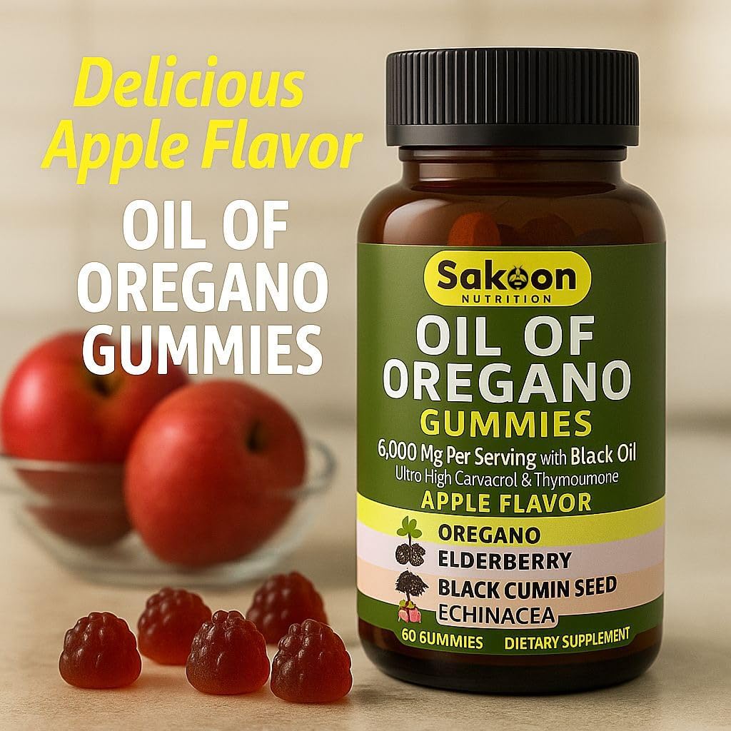 Sakoon nutrition Oil of Oregano Gummies – Immune Support with Oregano Oil 300mg, Black Cumin Seed, Elderberry, Echinacea – Antioxidants & Respiratory Health – Vegan, Non-GMO, Tasty Herbal Supplement - Image 6