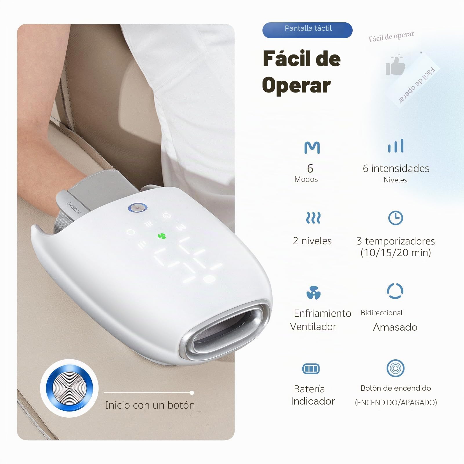 Masajeador De Mano Con Pantalla Táctil Y Compresión, Masajeador de Manos y Muñecas, Masajeador De Mano Para relajación, Regalos Para Mujeres Y Hombres
