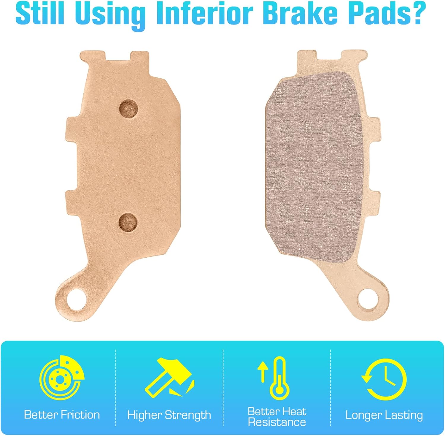 Brake Pads Sintered for Honda VT 1100 1998-01, VT 1300 2010-14, VTX 1300 2005-07 Front & Rear 2 Sets