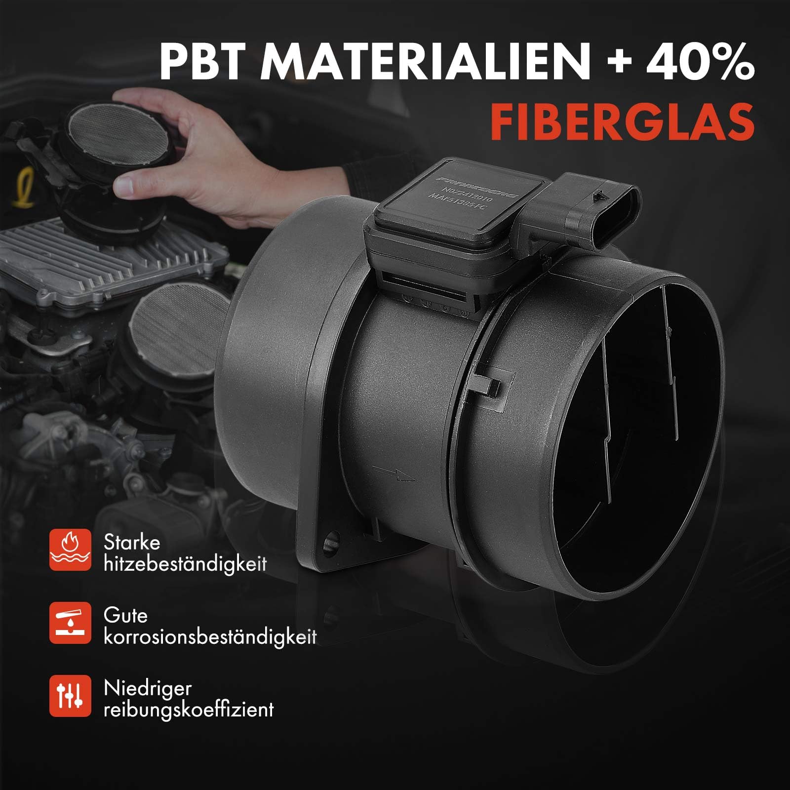 Frankberg Medidor de masa de aire 4-Polos Compatible con Clase C W204 C180-C250 Clase E W212 E200 E220 E250 Clase GLK X204 Sprinter 5-T Furgoneta B906 516 Replace# 6510900248