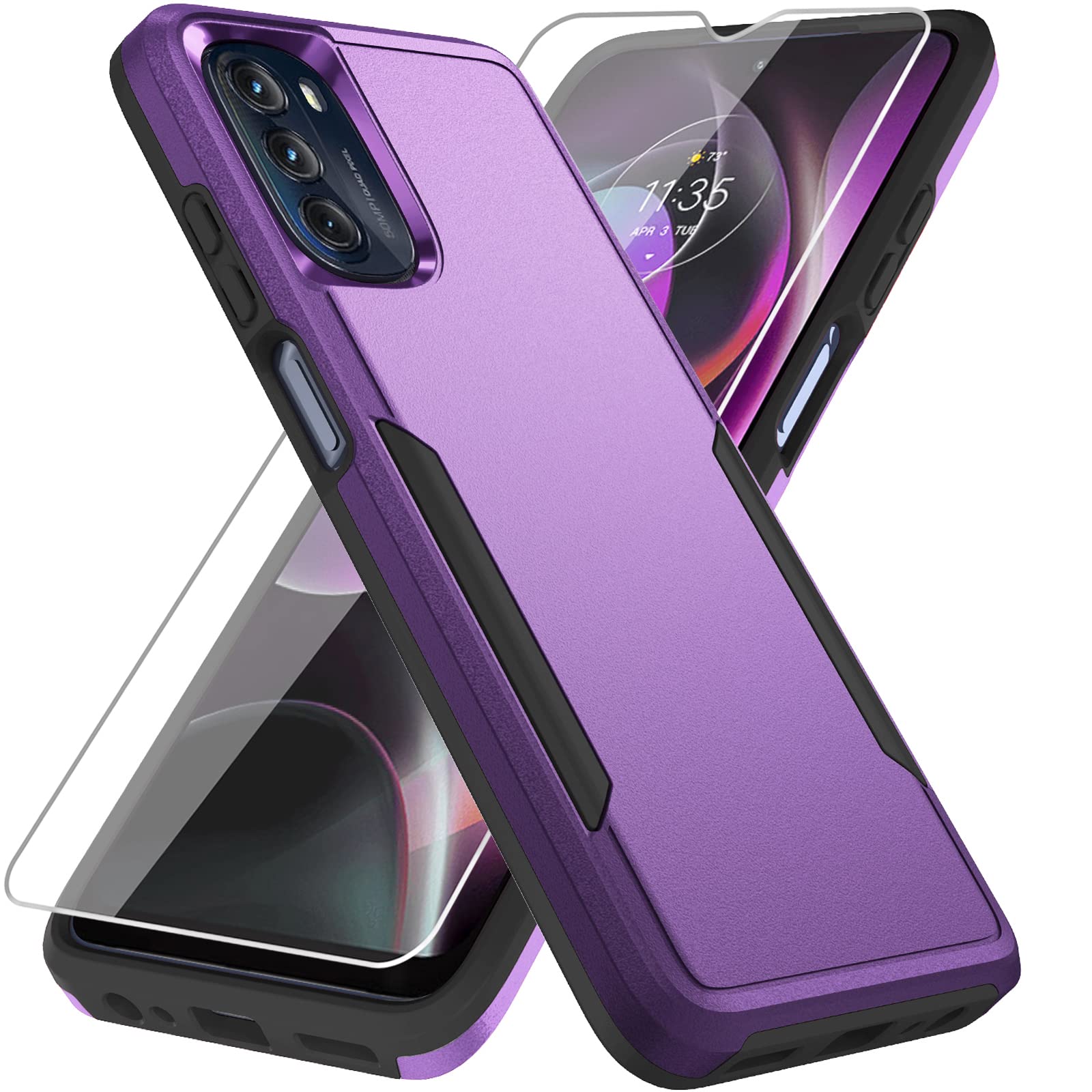 View 1 of Warsia Moto G 5G 2022 Case - Purple, Military Grade Drop Tested