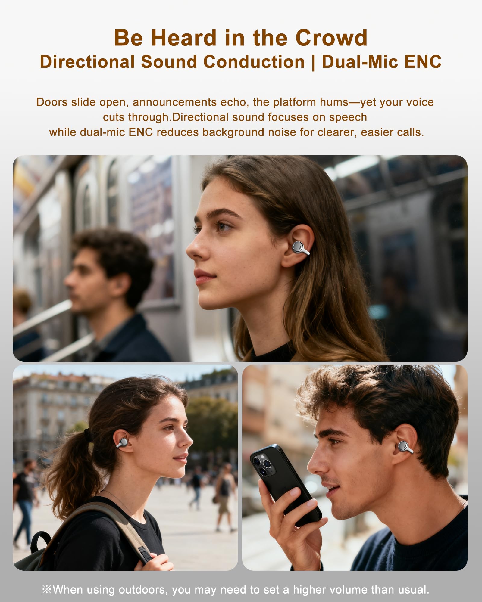 Auricolari a clip, auricolari aperti, wireless, Bluetooth5.3, leggeri, confortevoli, sportivi, corsa, con 50 ore di autonomia, display digitale intelligente, impermeabile IPX5, per allenamento