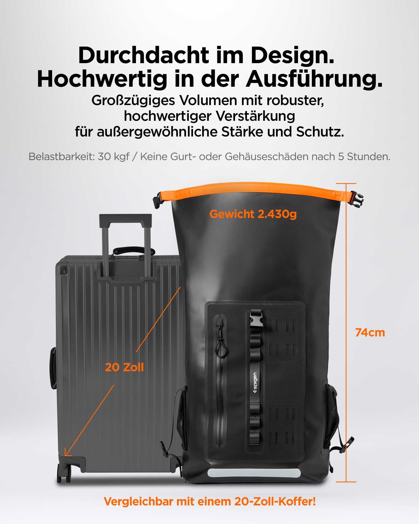 Spigen Wasserdichter Rucksack Rolltop für Damen Herren [Aquashield] Laptoprucksack bis 16", IPX6 Schutzklasse, Belüftetes Rückenteil, Wasserfester Daypack für Reisen, Outdoor & Camping – Schwarz