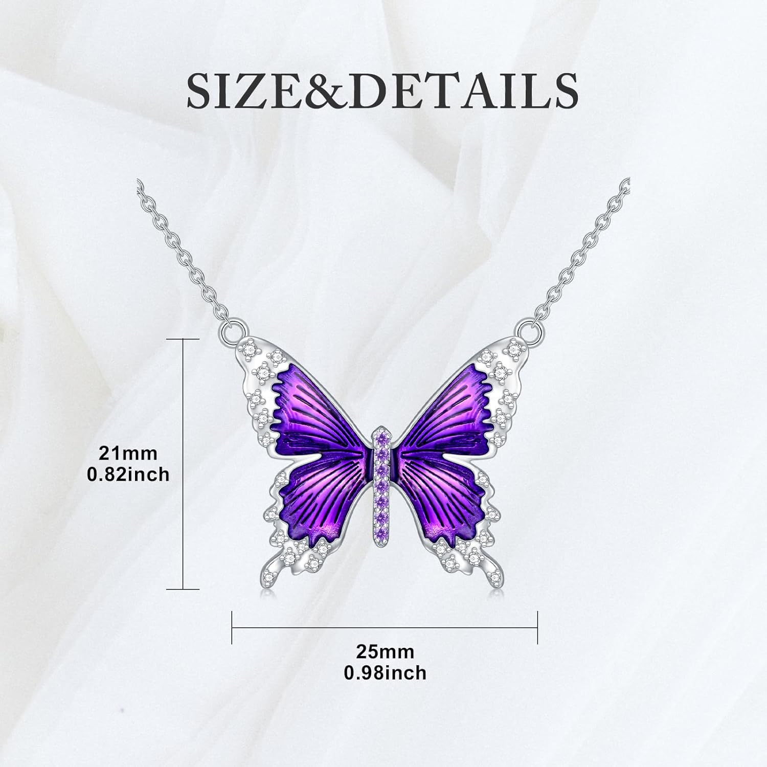 Blue/Purple Butterfly Necklace for Women 925 Sterling Silver Moissanite Dainty Cute Butterfly Pendant Necklace Butterfly Charm Jewelry Gift for Her - Image 4