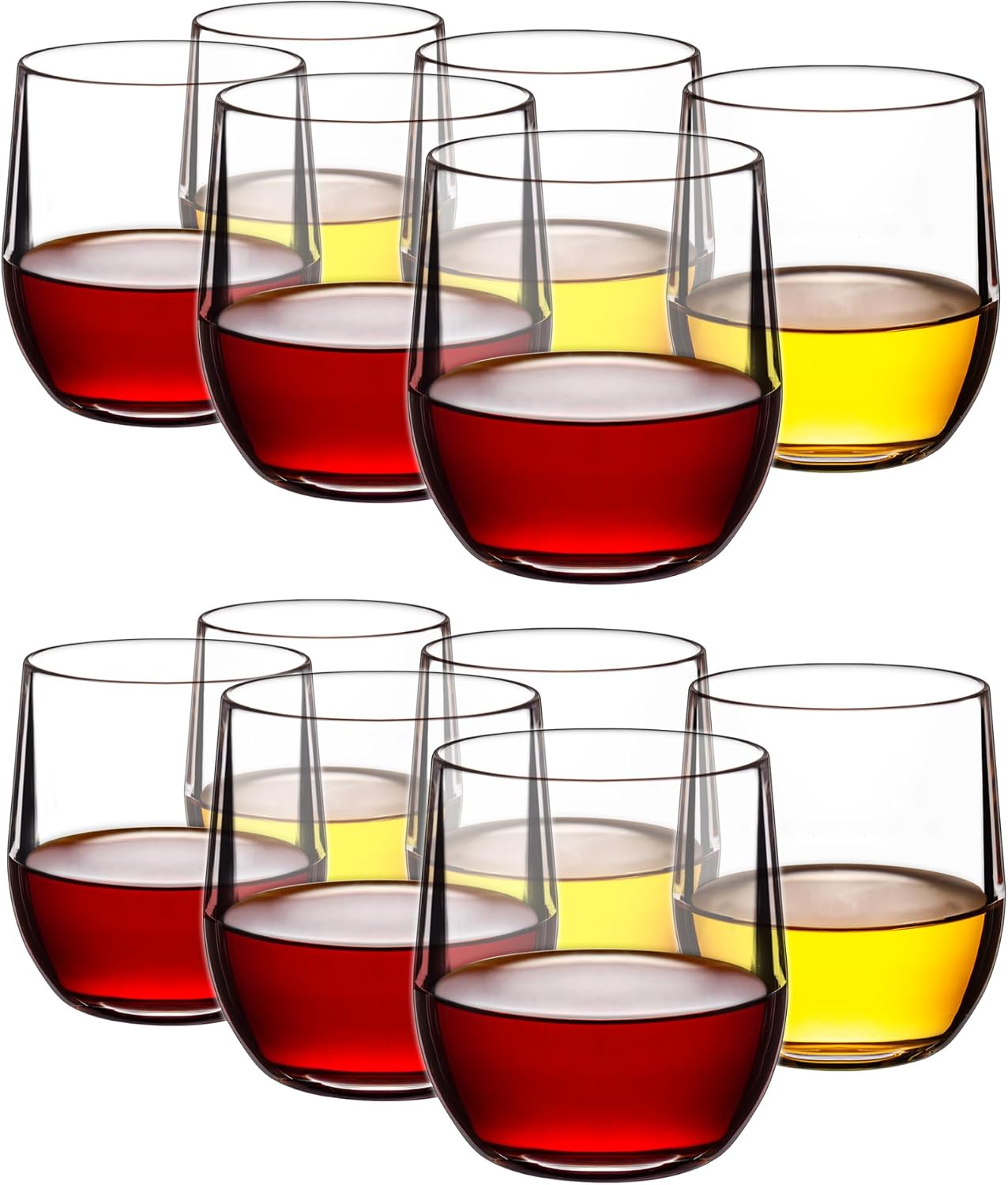 14-ounce Plastic Stemless Wine Glasses, All Purpose Arcylic Glasses, set of 6 Multicolor Reusable Shatter-resistant Dishwasher Safe