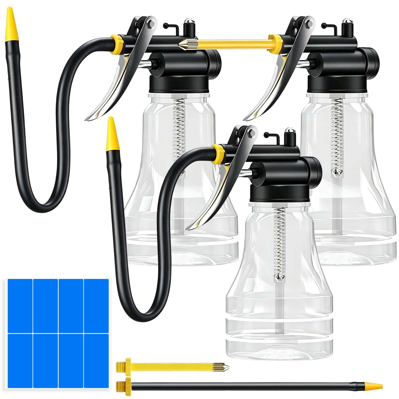 Sinofort 3 Pack 270/300ml Transparent Oil Can with Rigid & Flexible Spouts
