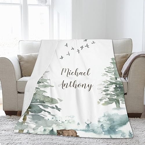 Miniatura 4 de Manta de bebé personalizada con nombre, manta de bebé personalizada para niñas y niños, aventura espera cosas, manta para guardería, manta de oso