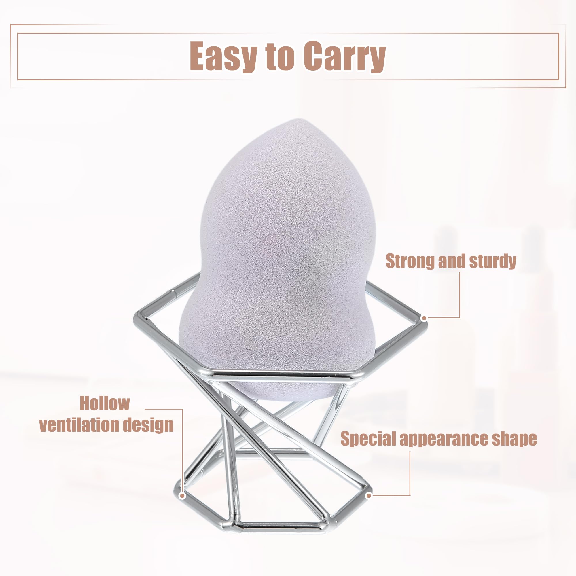 VOCOSTE Makeup Sponge Holder, Beauty Sponge Dry Stand Holder, Silver Tone - Image 4