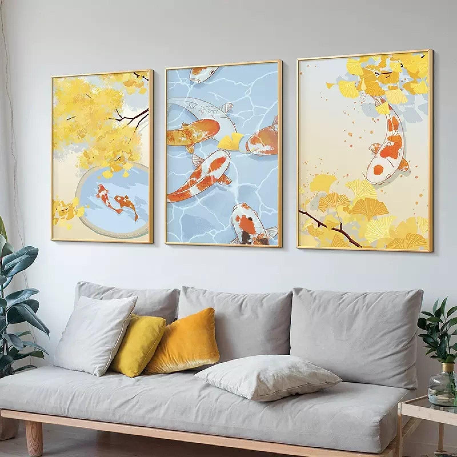 新 福引きの鯉リビングルーム装飾画 玄関装飾画 リビングルーム装飾画 Amazon.co.jp: 鯉魚風水鯉金魚の絵絵画キャンバスポスターや