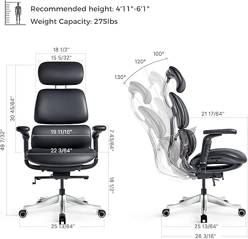 Miniatura 2 de EUREKA ERGONOMIC Silla de oficina ejecutiva, silla de oficina de respaldo alto con soporte lumbar, silla de escritorio ejecutiva de cuero de
